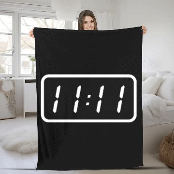 Discover 11:11 white on black Fleece Blankets