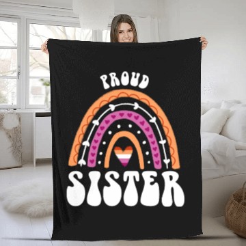 Discover Proud Sister Lesbian Pride Rainbow Fleece Blankets