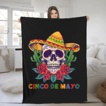 Discover Cinco De Mayo Mexican Cross Sunglasses Skull Musta Fleece Blankets