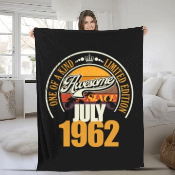 Discover Awesome since July 1962 60th birthday saying 60 Fleece Blankets