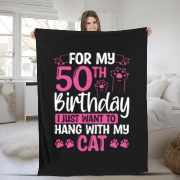 Discover 50 Year Old Cat Mom my Cat Dad Kitty 50th Birthday Fleece Blankets