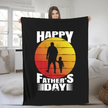 Discover Happy fathers day. Retro style fathers day. Fleece Blankets