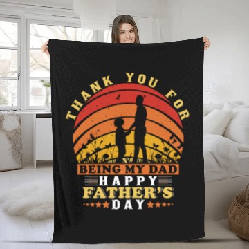 Discover Thank you for being my dad. Happy father's day Fleece Blankets