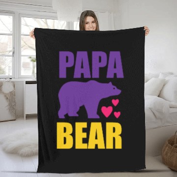 Discover Papa bear funny fathers day Fleece Blankets