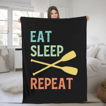 Discover Eat Sleep Paddle Repeat Vintage Canoe Kayak Fleece Blankets