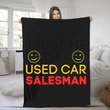 Discover Trust Me I'm a Used Car Salesman (Gold & Red) Fleece Blankets