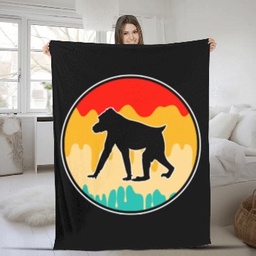 Discover monkey retro Fleece Blankets