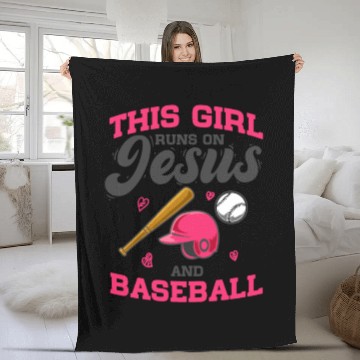 Discover Pitcher Bat This Girl Runs On Jesus And Baseball Fleece Blankets