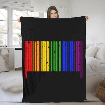 Discover LGBT Barcode Gay Pride Barcode Rainbow Fleece Blankets