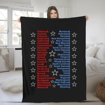 Discover Patriotic Fifty States Red White Blue Fleece Blankets