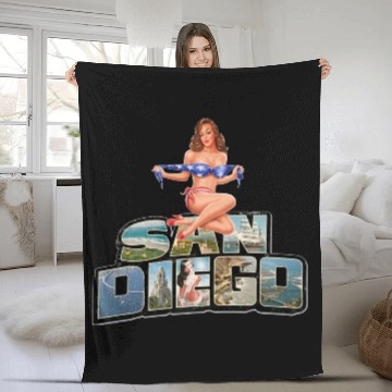 Discover San Diego Pin Up Fleece Blankets