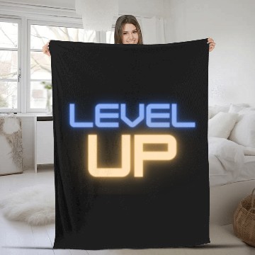 Discover Black Level Up Neon Typography Fleece Blankets