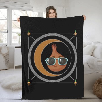 Discover Onion Vegetable Fleece Blankets, Onion Wearing Sunglasses