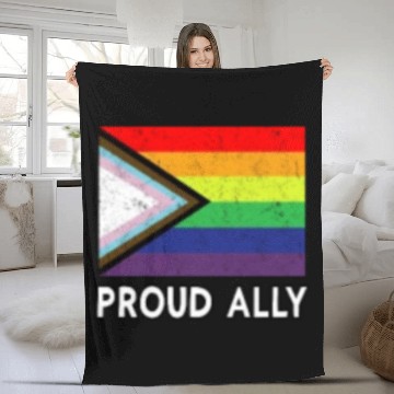 Discover Proud Ally | Pride Month LGBTQ Black Pride Flag Fleece Blankets
