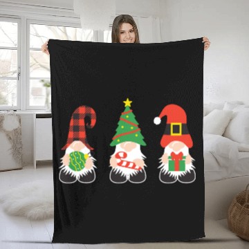Discover Christmas Gnomes with candy cane, gift Fleece Blankets
