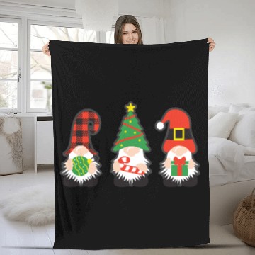 Discover Christmas Gnomes with candy cane, gift Fleece Blankets