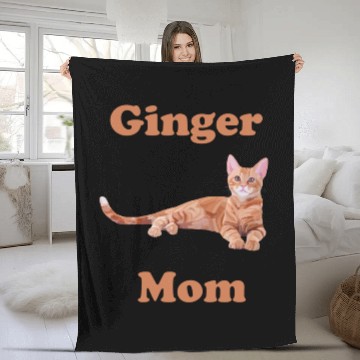 Discover Ginger Cat Mom Fleece Blankets