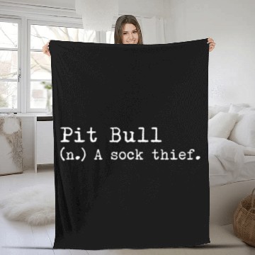Discover A Sock Thief Pit Bull Fleece Blankets