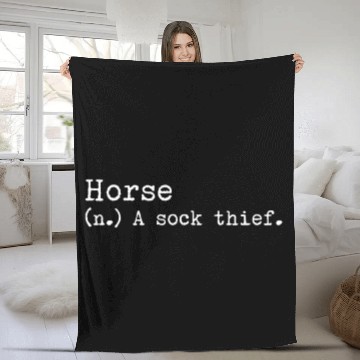 Discover A Sock Thief Horse Fleece Blankets