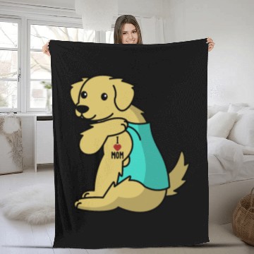Discover I Love Mom Tattoo Golden Retriever Fleece Blankets