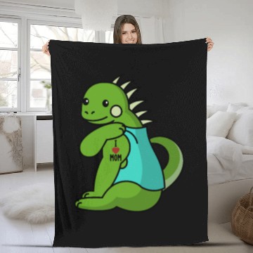 Discover I Love Mom Tattoo Iguana Reptile Fleece Blankets