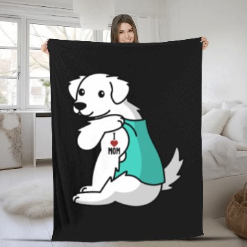 Discover I Love Mom Tattoo Great Pyrenees Fleece Blankets