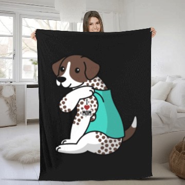 Discover I Love Mom Tattoo German Shorthaired Pointer Fleece Blankets