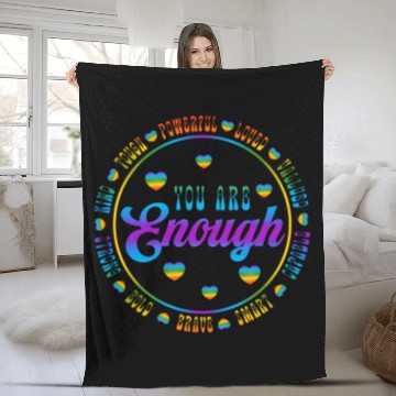 Discover You Are Enough LGBTQ Inspirational Fleece Blankets
