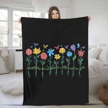 Discover Flowers And Butterflies Fleece Blankets