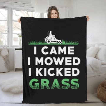 Discover Lawn Mower I Came I Mowed I Kicked Grass Mowing Fleece Blankets