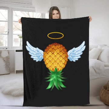 Discover Cute Swinger Upside Down Pineapple Angel Wings Fleece Blankets