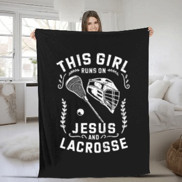 Discover Christian This Girl Runs On Jesus And Lacrosse Fleece Blankets