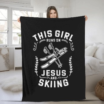 Discover Christian This Girl Runs On Jesus And Skiing Fleece Blankets