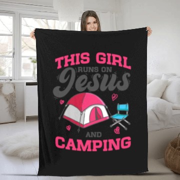 Discover Camper This Girl Runs On Jesus And Camping Fleece Blankets