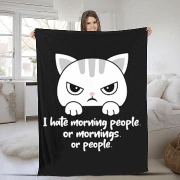 Discover I hate morning people... Morning Grumpy Cat Fleece Blankets