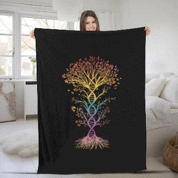 Discover DNA Tree of Life Genetics Colorful Science Fleece Blankets
