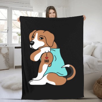 Discover I Love Dad Beagle Fleece Blankets