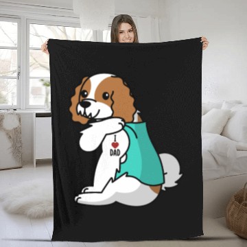 Discover I Love Dad Cavalier King Charles Spaniel Fleece Blankets