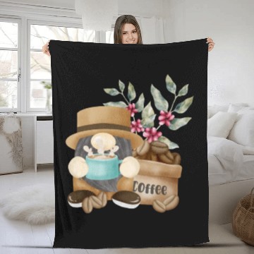 Discover Coffee Gnome Gardening Funny Gnomes Fleece Blankets