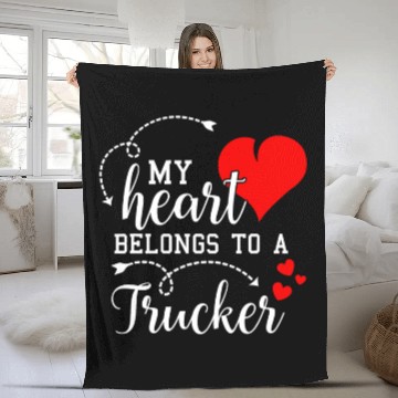 Discover I Love My Trucker Husband Wife Gift Valentines Day Fleece Blankets