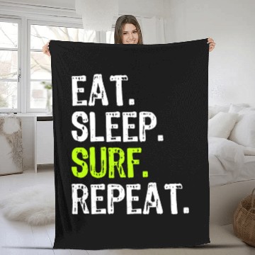 Discover Eat Sleep Surf Repeat Surfing Surfer Funny Cool Fleece Blankets