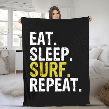 Discover Eat Sleep Surf Repeat Surfing Gift Fleece Blankets
