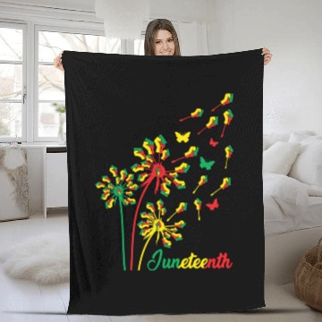 Discover Dandelion Flower With Flying Fists Juneteenth Cele Fleece Blankets