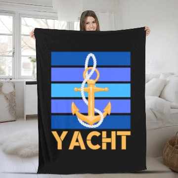 Discover YACHT ANCHOR ORANGE AND BLUE OCEAN SEA CAPTAIN Fleece Blankets