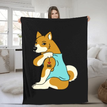 Discover I Love Dad Shiba Inu Fleece Blankets