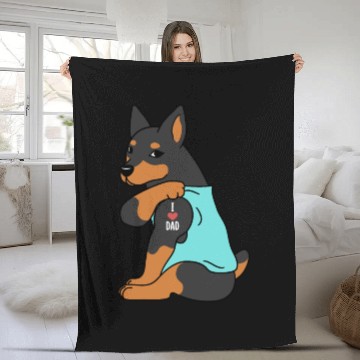 Discover I Love Dad Miniature Pinscher Fleece Blankets