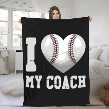 Discover Baseball Fan Heart I Love My Coach Fleece Blankets
