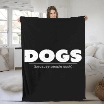 Discover Womens Dogs Because People Suck Gift V Neck Fleece Blankets