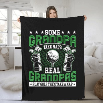 Discover Real Grandpas Play Golf Golfer Golf Lover Grandad Fleece Blankets