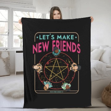 Discover Let's Make New Friends, Retro Occult Wiccan Fleece Blankets